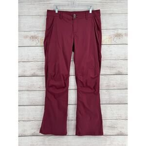prAna Lined Halle Outdoor Pants Womens 12 Maroon Stretch Drawstring
